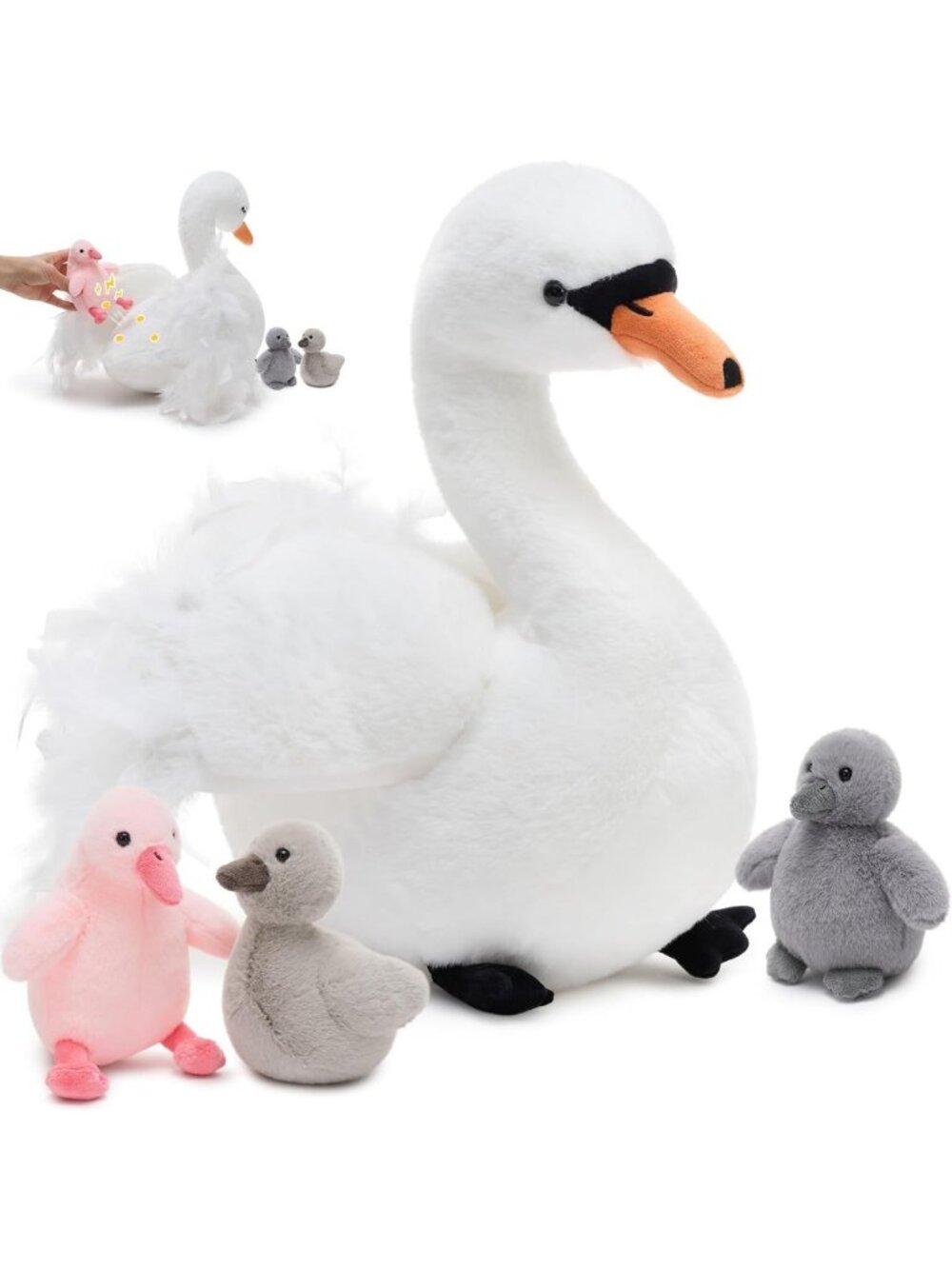 Adorable Swan Plush Stuffed Animals Set, 4PCS Baby Toys Gift for Kids